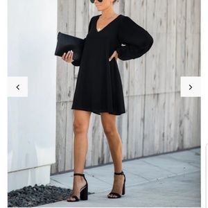 Vici black balloon sleeve dress